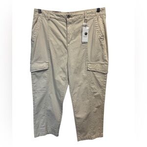 Denver Hayes Hi-Rise Straight Crop Pants Beige